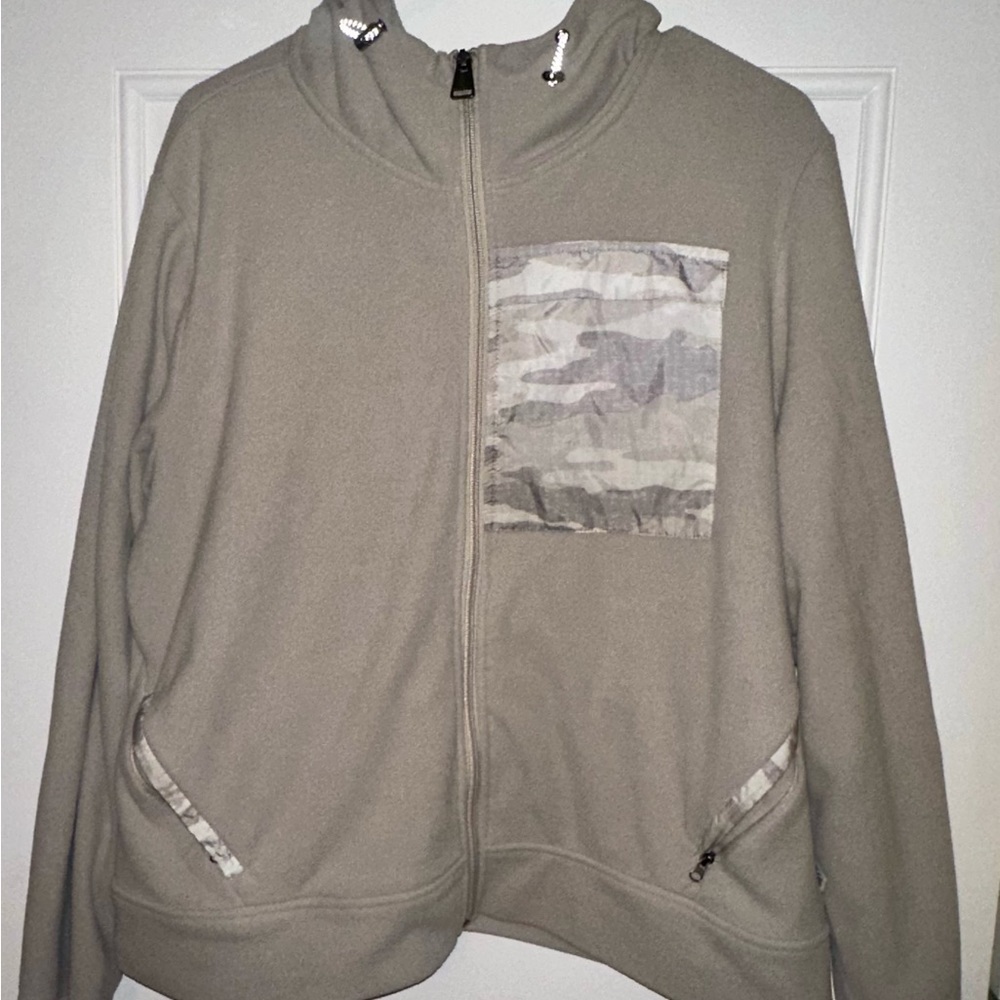 Free Country Beige Full Zip Fleece Jacket w/ Pockets And Hood - XL